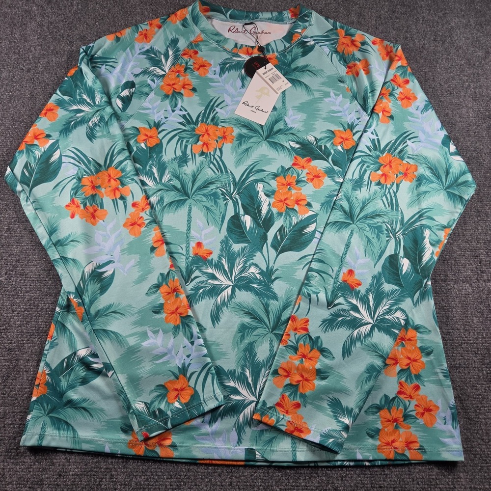 Robert Graham long-sleeve Tropical Forest UPF 50+ rashguard shirt Men's Sz M